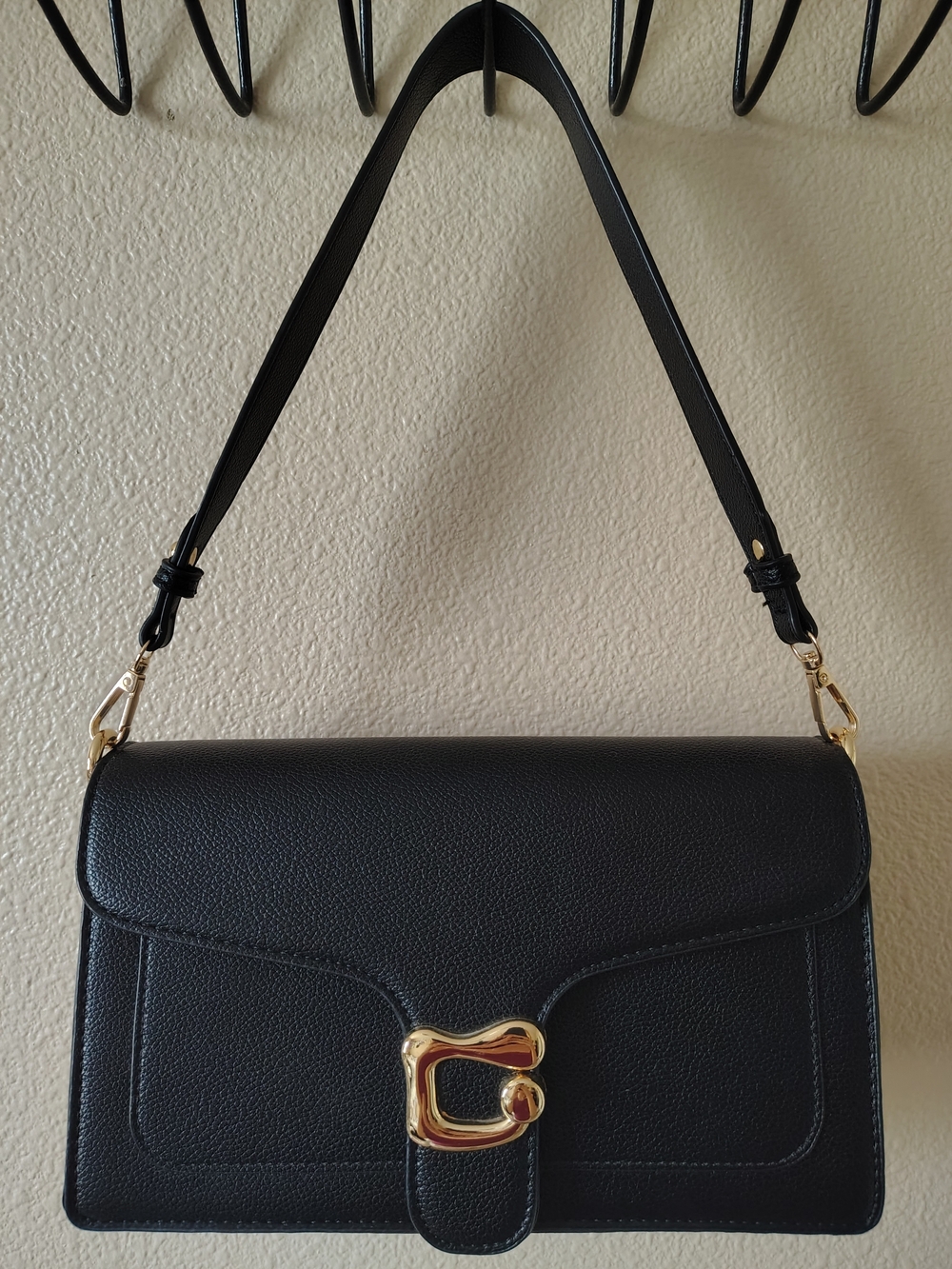 Classic Black Shoulder & Crossbody Bag with Gold Hardware